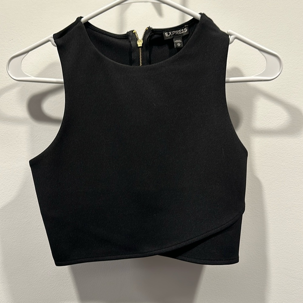 Black zip back crop top
